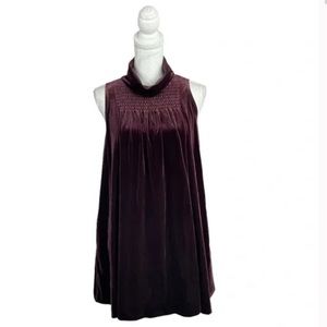 Free People Plum Merlot Velvet Swing Dress